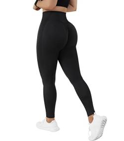 RXRXCOCO High Waist Sport Leggings Damen Lang Blickdicht Push Up Sporthose Scrunch Booty Gym Laufhose #4 Schwarz（S） von RXRXCOCO