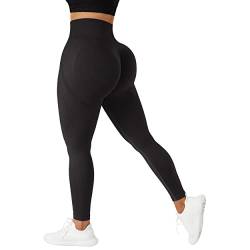 RXRXCOCO High Waist Sport Leggings Damen Lang Blickdicht Push Up Sporthose Scrunch Booty Gym Laufhose #6 Schwarz（M） von RXRXCOCO