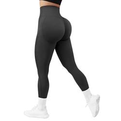 RXRXCOCO High Waist Sport Leggings Damen Lang Blickdicht Push Up Sporthose Scrunch Booty Gym Laufhose #7 Schwarz（M） von RXRXCOCO