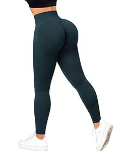 RXRXCOCO High Waist Sport Leggings Damen Lang Blickdicht Push Up Sporthose Scrunch Booty Gym Laufhose Dunkelgrün（M） von RXRXCOCO