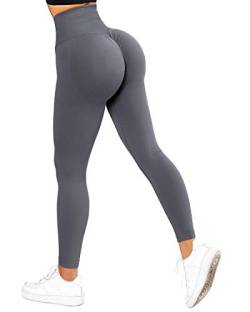 RXRXCOCO High Waist Sport Leggings Damen Lang Blickdicht Push Up Sporthose Scrunch Booty Gym Laufhose Grau（S） von RXRXCOCO