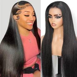 RXY 13x4 Straight HD Lace Front Wig Human Hair Echthaar Perücke 180 Density Brasilianische Perücke Damen pre plucked mit Babyhaar 20 Inch von RXY