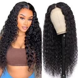 RXY Echthaar Perücke 4x4 Water Wave Lace Front Wigs 180% Density Lace Closure Wigs 100% Brasilianisches Echthaar For Black Women 24 Zoll von RXY