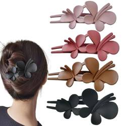 RY-EARL 4 Stück Schmetterlings-Haarspange Haarklammer Damen Haarspange Groß Haarspangen,Entenschnabel-Form Haarnadel Haarschmuck Für Frauen Mädchen von RY-EARL