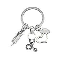 RY-EARL Krankenschwester Schlüsselanhänger, Geschenk für Arzt/Krankenschwester/Medizinstudent/Medizinische Assistentin, Metall Schlüsselanhänger von RY-EARL