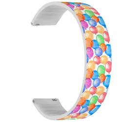 RYANUKA Solo Loop-Armband, kompatibel mit Ticwatch Pro 3 Ultra GPS/Pro 3 GPS/Pro 4G LTE/E2/S2 (bunte Luftballons), Schnellverschluss, 22 mm, dehnbares Silikonarmband, Zubehör, Silikon, Kein Edelstein von RYANUKA