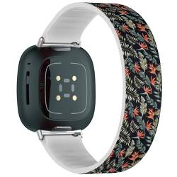 Solo Loop Armband kompatibel mit Fitbit Sense 2 / Fitbit Sense / Fitbit Versa 4 / Fitbit Versa 3 (Tropical Palm) Stretchy Silikon Band Strap Zubehör von RYANUKA