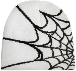 RYMAUP® Spider Web Hat Spider Web Beanie,hat,Slouch Beanie Leichte Jersey,Y2k Baggy Slouchy Beanie Cap Skull Cap Beanie,Sie Herbst Frühling,Schwarz weiß von RYMAUP