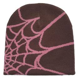 RYMAUP®Spider Web Hat Spider Web Beanie,hat,Slouch Beanie Leichte Jersey,Y2k Baggy Slouchy Beanie Cap Skull Cap Beanie,Sie Herbst Frühling,Braun Rosa von RYMAUP