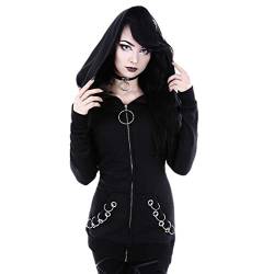 Damen Gothic Jacke mit Kapuze Witchcraft Hooded Sweatshirt Rock Pullover Hoodie mit Reißverschluss Schuhe Schmuck Moon Druck Schwarz Punk Harajuku Stil Vintage Karneval Fasching Kostüm von RYTEJFES