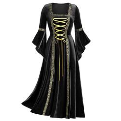 Halloween Kostüm Damen Mädchen 164 Für Frauen Für Erwachsene Renaissance Festlich Gothic Kleid Halloween Lang Festival Outfit Mittelalter Kleid Party Historisches Vintage Kleidung Cosplay Kostüm # L von RYTEJFES