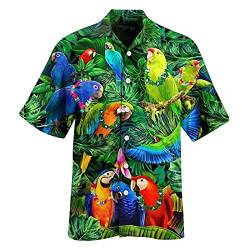 Herren Hawaiihemden Kurzarm Drucken Leinen Hemden Freizeit Weichem Kurzärmeliges Blusen Revers Knopfverschluss Sommer Urlaub Hemden Loose fit Oberteile Trendige Hawaii Henley-Shirt von RYTEJFES
