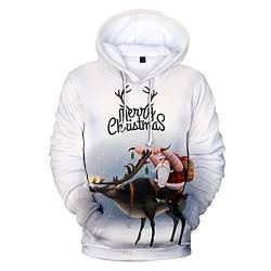 Herren Weihnachtspulli Hässlich mit Kapuze Hoody Christmas Pullover Lange Ärmel Dwarf Xmas Jumper Männer Hässlicher Weihnachtspullover Tops Freizeit 3D Drucken Weihnachts-Hoodie Kapuzenpullover von RYTEJFES