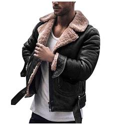 Lederjacke Herren Echtleder, Leder Motorradjacke Herren Leder Winterjacke Herren Warm Herren Arbeitsjacke Fleece Parka Herren Winter Baumwolle Motorradjacke Herren Winter Winterjacke Trachtenjacke von RYTEJFES