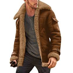 Lederjacke: Lederjacke Herren Braun Lammfell Fleecemantel Herren Winter Fleecejacke Männer Herren Lederjacke Mit Fell Pelzmantel Herren Grau Armee Jacken Herren Winterjacke Trachtenjacke Pelzmantel von RYTEJFES