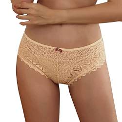 Panty Damen Sexy mit Spitze Hipster Unterwäsche Lace Unterhose Frauen Schlüpfer Spitzen-Blume Hollow Out Slips Atmungsaktiv Lingerie Spitzen String Tanga von RYTEJFES