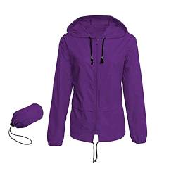 RYTEJFES Damen Regenjacke Leicht Jacke Windbreaker mit Kapuze Outdoorjacke Faltbarer Winddicht Wasserdichte Atmungsaktiv Regenmantel,ideal zum Fahrradfahren & Wandern von RYTEJFES