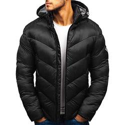 RYTEJFES Daunenjacke Herren Leicht mit Kapuze Steppjacke übergangsjacke Baumwolle Tunnelzug Und Reißverschluss Kapuzenjacke Verdickender Warmer Softshell-Mantel Wintermantel Funktionsjacke von RYTEJFES