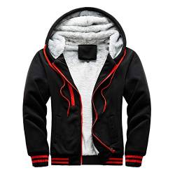 RYTEJFES Fleece Pullover mit Kapuze Herren Warm Hoodie Sweatjacke Gefüttert Winter Lange Ärmel Kapuzenpullover mit Reissverschluss Fleece-Innenseite Kapuzenjacke Plüsch Verdickte Kapuzenpulli von RYTEJFES