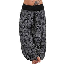 RYTEJFES Haremshose Frauen Lang Pluderhose Lang Hose Sommer Große Größe Sporthose Casual Locker Sommerhose Hohe Taille Pumphose Schlupfhose Weites Bein Strandhosen Freizeithosen für Yoga von RYTEJFES