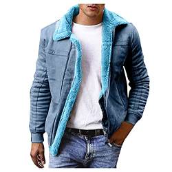 RYTEJFES Herren Fliegerjacke Leder Gefüttert Teddy-Fleece Kunstleder Bomberjacke Pilotenjacke Lederjacke Cargo Militär Pilot Winter Jacke Softshelljacke Bomber Army Übergangs Feldjacke Bikerjacke von RYTEJFES