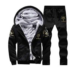 RYTEJFES Herren Jogginganzug Trainingsanzug Winter Warm Sportanzug Männer Fleece-Innenseite Kapuzenjacke mit Reißverschluss +Hosen Jogginghose Zweiteiliger Sportbekleidung von RYTEJFES