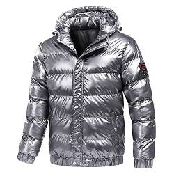 RYTEJFES Herren Steppjacke Wasserdicht mit Kapuze übergangsjacke Baumwollwattierte Puffy Jacke Schwarz Winterjacke Parka Wintermantel Daunenjacke Thermojacke Herrenjacke von RYTEJFES