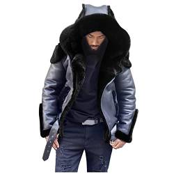 RYTEJFES Herren Winterjacke Mit Fell Weiß Pelz Mantel Männer Winter Wildlederjacke Herren Winter Parka Jacke Herren Steppjacke Herren Übergangsjacke 4XL Winterjacke Trachtenjacke Pelzmantel, von RYTEJFES