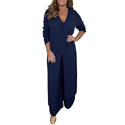 RYTEJFES Hosenanzug Damen Festlich Elegant 2 Teilig Hochzeit Für Mollige Große Größen Rosa Gr 48 Sommer Outfits Streetwear Freizeitanzug Anzug 2 Teiler Hausanzug Zweiteiler Tracksuit Loungewear 1# von RYTEJFES