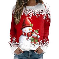 RYTEJFES Langarm Tops Sweatshirt Damen Rot Ausgefallene Blusen Damen Sweater Ohne Kapuze Weihnachtskleidung FLI+Papigu Damen Blusen Pullover Fledermausärmel Damen Damen Pulli Elegant von RYTEJFES