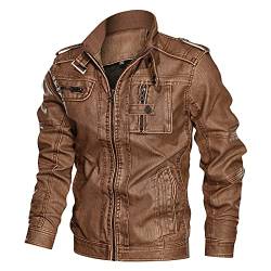 RYTEJFES Lederjacke Herren Vintage Winterjacke Motorradjacke Langarm Bikerjacke Kunstleder Jacke Biker Motorrad Tops Arbeit Mantel Retro Sweatjacke Bomberjacke Pilotenjacke von RYTEJFES