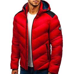 RYTEJFES Steppjacke Herren Leicht mit Kapuze Daunenjacke Outdoor Einfarbig Kapuzenjacke mit Tunnelzug Und Reißverschluss Winter Verdickender Warmer Wasserabweisend Softshell-Mantel Übergangsjacke von RYTEJFES