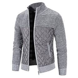 RYTEJFES Strickjacke Herren V-Ausschnitt Pullover ohne Kapuze Sweater Cardigan Feinstrick mit Taschen und Knopfleiste Winter Warm Wolle-gefüttert Wintermantel Winterjacken Übergangsjacke für Männer von RYTEJFES