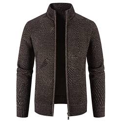 RYTEJFES Strickjacke Herren V-Ausschnitt Pullover ohne Kapuze Sweater Cardigan Feinstrick mit Taschen und Knopfleiste Winter Warm Wolle-gefüttert Wintermantel Winterjacken Übergangsjacke für Männer von RYTEJFES