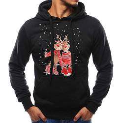 RYTEJFES Weihnachtspullover Herren Rentier Weihnachtspulli Hoodie Pullover Weihnachts Sweatshirt Kapuzenpullover Herbst Winter Kapuzenpullis Weihnachten Kleidung Xmas Pulli Bluse Top von RYTEJFES