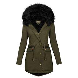 RYTEJFES Winterjacke Damen Warm Gefütterte Große Größen Outdoor Damenmantel Plüsch Teddy Outdoorjacke Frauen Fleecejacke Parka Lange Fellkapuze Warm Winter Winterparka Plüschmantel ￥ von RYTEJFES