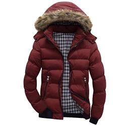 RYTEJFES Winterjacke Herren mit fellkapuze Parka-Jacke Gefüttert Baumwolle Mantel mit Pelzkragen Jacke Warm Outdoor Kapuzenjacke mit Fell Steppjacke Wintermantel Outdoorjacke Mantel von RYTEJFES