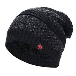 RYTEJFES Wintermütze Herren Damen Long Slouch Beanie Grobstrick Mütze mit Fleece Teddy Gefüttert Outdoor Sport Radfahren Ski Klettern Winddicht Strickmütze von RYTEJFES