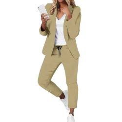 RYTEJFES Zweiteiler Damen Party: Hosenanzug Damen Festlich Elegant 2 Teilig Hochzeit Leichter Hosenanzug Blazer Damen Kurz Damen 2 Teiler Set Elegant Elegantes Outfit Damen von RYTEJFES