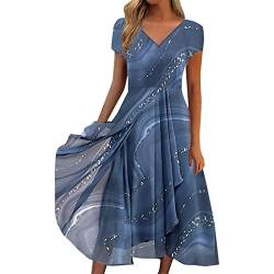 Sommerkleid Damen Midikleid Damen Sommer Elegant Langarm Lang Grün 46 Gr 48 A-Linie Kleid Freizeitkleid Strandkleid Freizeit Boho Kleid Midi Maxikleid Freizeitkleid Damen Kleider Strandkleid von RYTEJFES