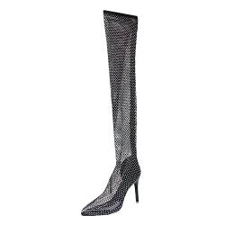 Thigh High Boots, Blockabsatz Kniehoch Wildleder-Optik Rutschfester Shoes Langschaftstiefel Overknee Bequeme High Heels Warme Stiefel Boots Vintage Kniehoch Wildleder Klassisch Stiefeletten Schuhe von RYTEJFES