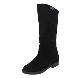 Trachtenstiefel Damen - Winter Stiefel Damen Frau Flach 43 36 43 Absatz Stiefeletten Elegant Braun Winterstiefel Winterschuhe Hohe Boots Halblange Schuhe Winterboots Warm Klassische Schnürstiefel von RYTEJFES