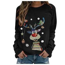 Weihnachtspullover Baumwolle Ugly Xmas Sweater Jesus Hoodie T-Shirt Damen Langarm Pullover Damen Ohne Kapuze Lambswool Pullover Damen Blutsgeschwister Glitzer Pullover Damen von RYTEJFES