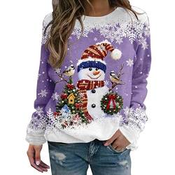 Women's Long Sleeve Tops Weihnachtskleidung Damen Weihnachtsshirt Damen Lustig Ausgefallene Pullover Long Sweatshirt Damen Baumwolle Pullover Damen Hoodie Ohne Kapuze Damen Shirt Weihnachten Damen von RYTEJFES