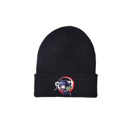 Beanie Herren, Anime Druck Strick Mütze mit Bündchen, Bequem Beaniemütze für Sport Freien und Freizeit-Black-C||1 Piece von RYTHMIX