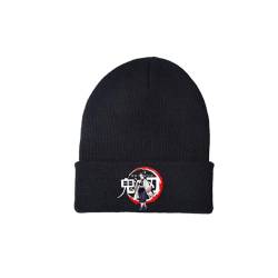 Beanie Herren, Anime Druck Strick Mütze mit Bündchen, Bequem Beaniemütze für Sport Freien und Freizeit-Black-J||1 Piece von RYTHMIX