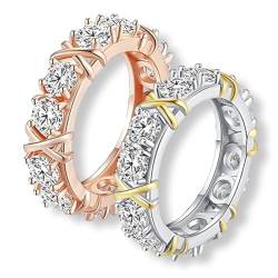 RYVETTE Magnetology-Moissanit-Diamantring, Moissanit-Magnetology-Lymphvity-Ring, Lymphdrainage-Formring, Diamant-Magnetology-Lymphvity-Ring, Shaping-Kreuz for Frauen (Farbe : A-2pcs, Größe : 9) von RYVETTE