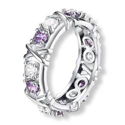 RYVETTE Magnetology-Moissanit-Diamantring, Moissanit-Magnetology-Lymphvity-Ring, Lymphdrainage-Formring, Diamant-Magnetology-Lymphvity-Ring, Shaping-Kreuz for Frauen (Farbe : Purple, Größe : 10) von RYVETTE