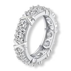 RYVETTE Magnetology-Moissanit-Diamantring, Moissanit-Magnetology-Lymphvity-Ring, Lymphdrainage-Formring, Diamant-Magnetology-Lymphvity-Ring, Shaping-Kreuz for Frauen (Farbe : Silver, Größe : 10) von RYVETTE