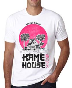 Muten Roshi Kame House Herren T-Shirt Weiß Grau Schwarz Medium von RaMedia